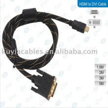 Conector de metal Oro HDMI macho a DVI Cable para PC HDTV LCD PS3